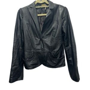 Max Studio Special Edition Leather Womens Black Jacket Size 10